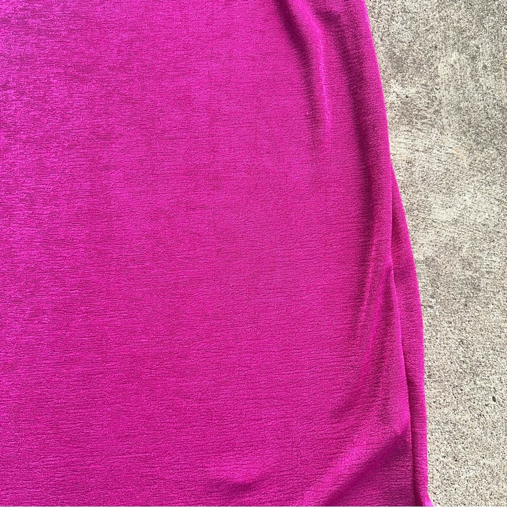 NEW Boohoo Slinky Halter Neck Rouged Mini Dress Size 18 2X Fuchsia NWT - Picture 3 of 4